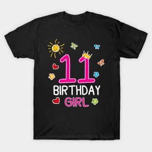 Kids 11th Birthday Girl Crown Princess T-Shirt